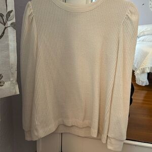 LOFT Ivory Textured Knit Top